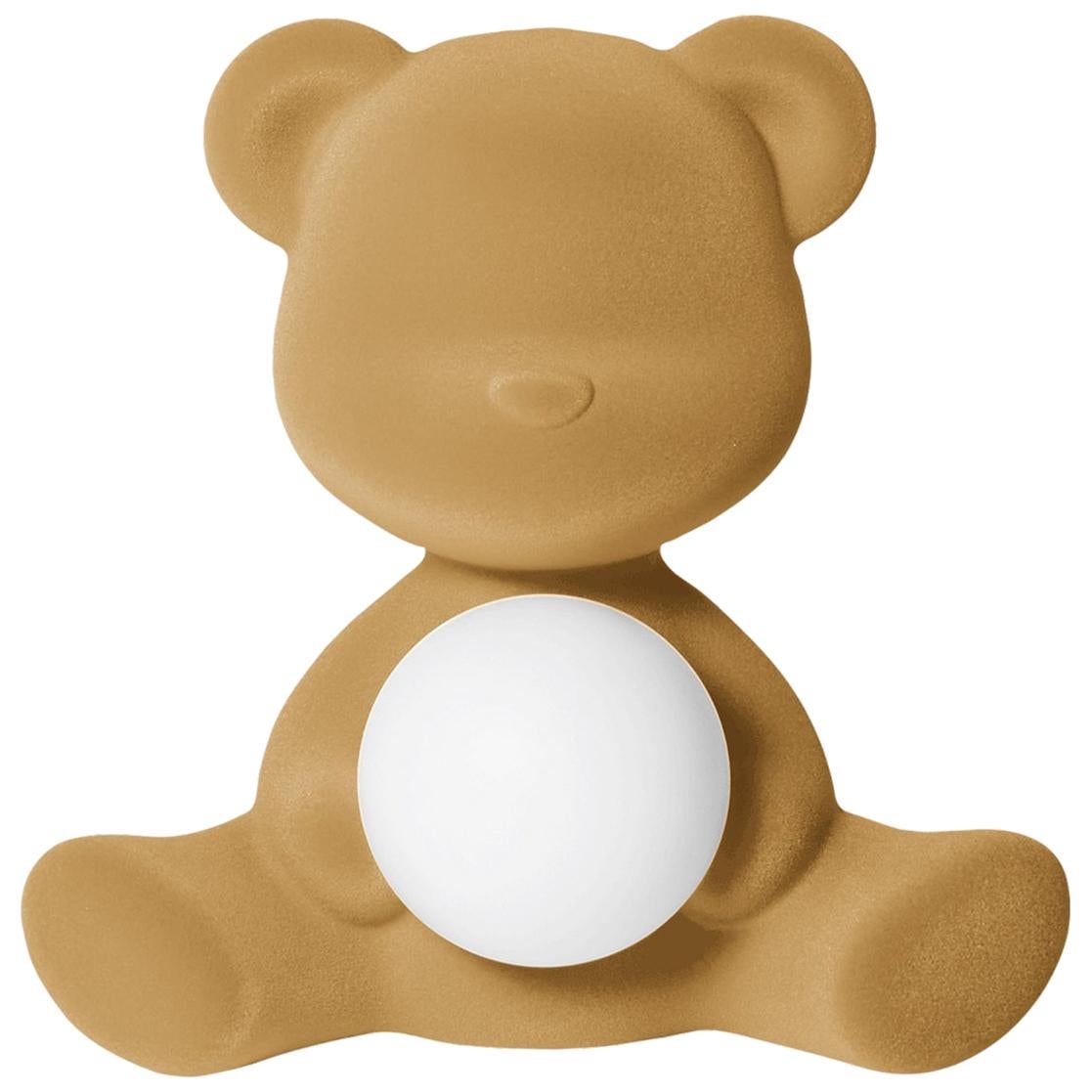 Beige Velvet Teddy Bear Lamp with LED by Stefano Giovannoni, Made in Italy