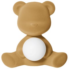 Beige Teddybär-Lampe aus Samt mit LED von Stefano Giovannoni, Made in Italy