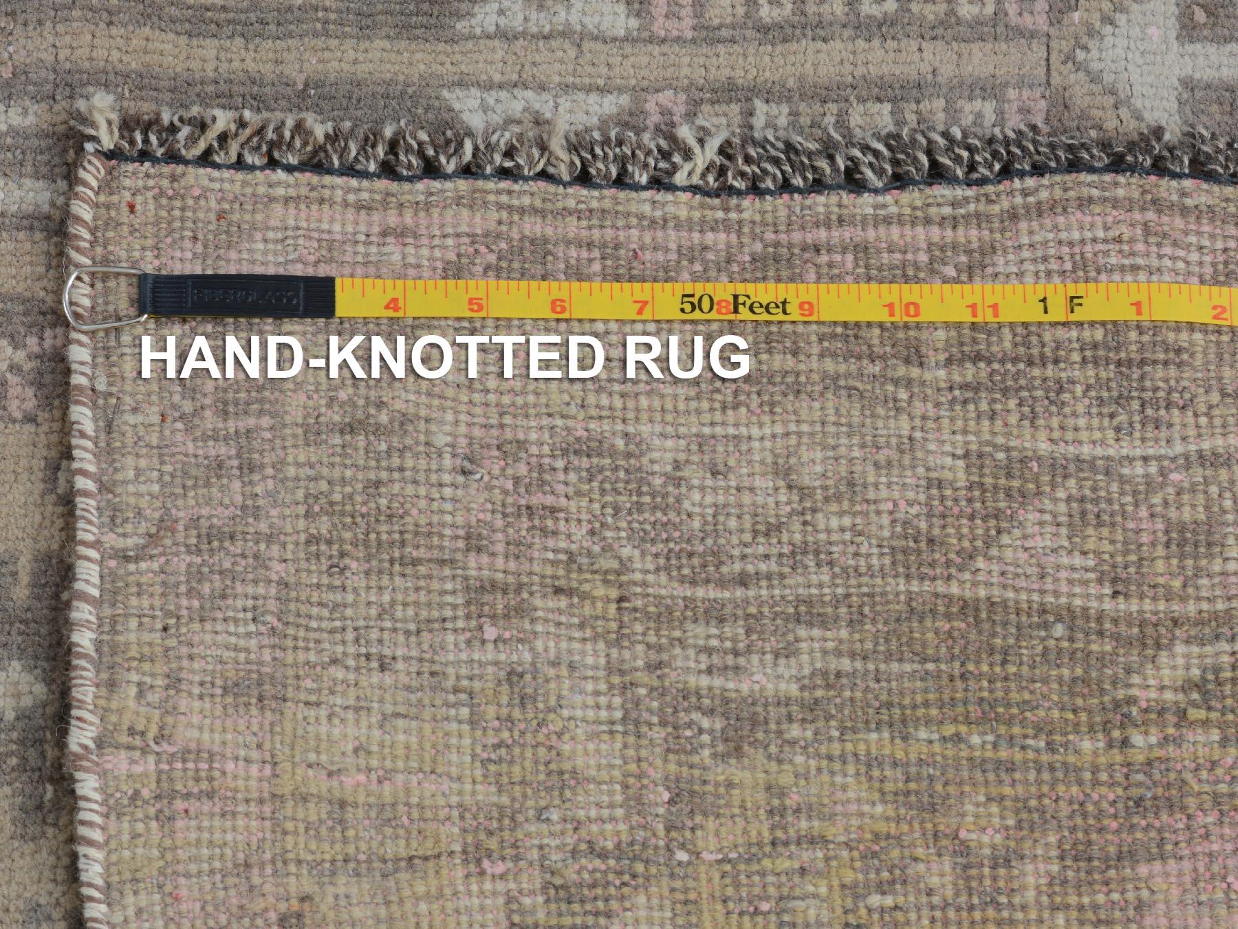Beige Vintage and Worn Down Persian Qashqai Pure Wool Hand Knotted Oriental Rug For Sale 6