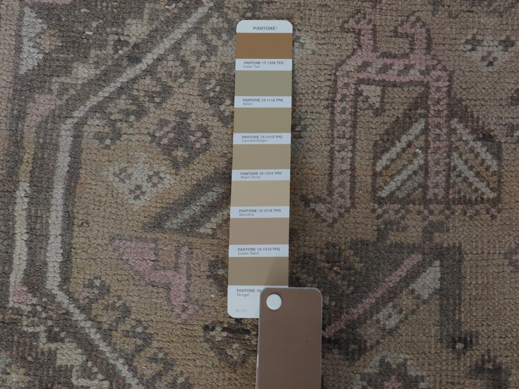 Beige Vintage and Worn Down Persian Qashqai Pure Wool Hand Knotted Oriental Rug For Sale 2