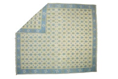 Beige Vintage Dhurrie Rug with Blue & Green Geometric Pattern from Rug & Kilim