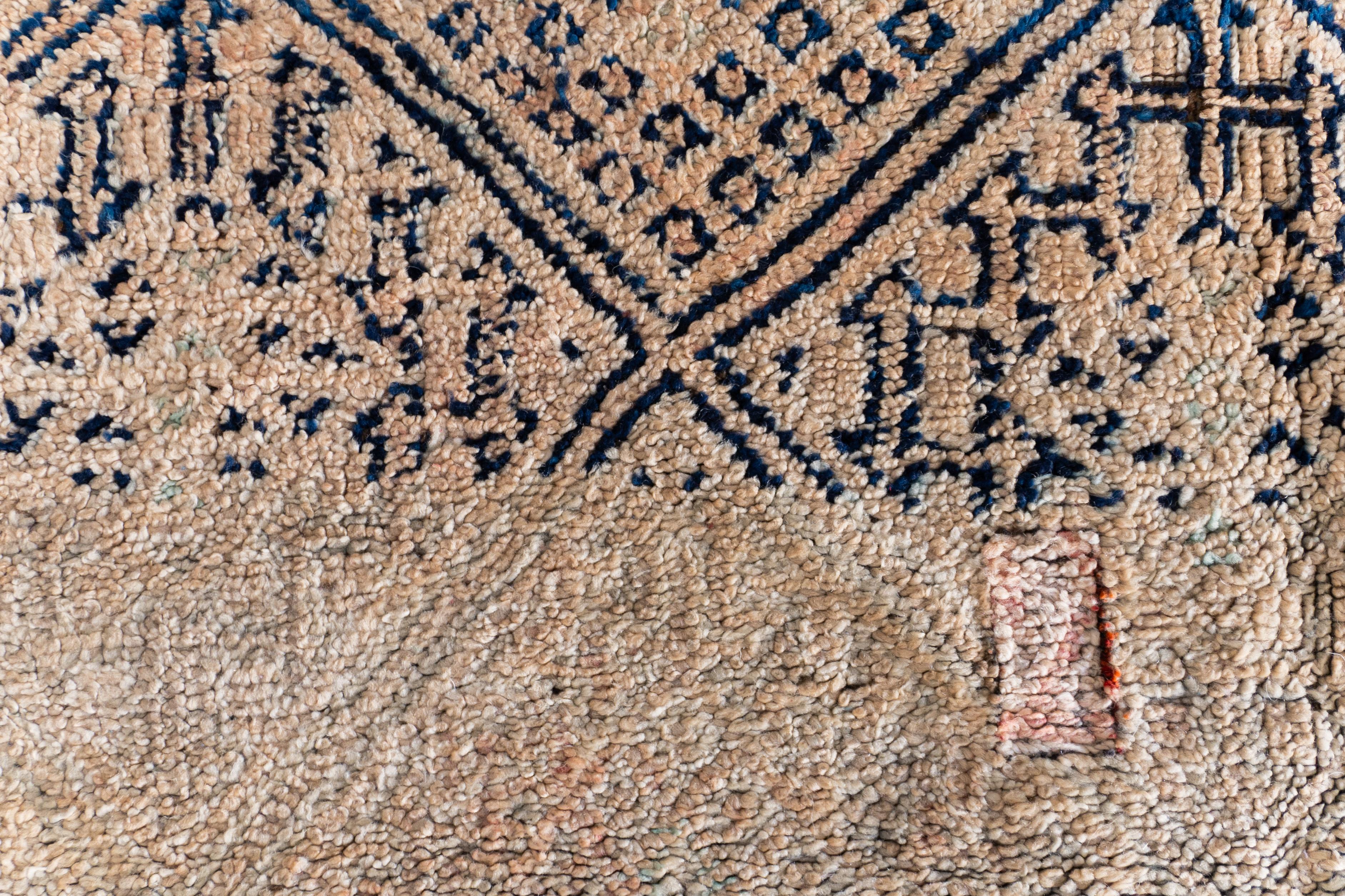 Beige Vintage marokkanischen Berber Teppich aus 70er Jahren 100% Wolle 5.7x10 Ft 175x300 Cm (Handgeknüpft) im Angebot