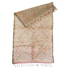Beige Vintage Moroccan Berber Rug from 70s  100% wool  6.6x14 Ft 200x420 Cm