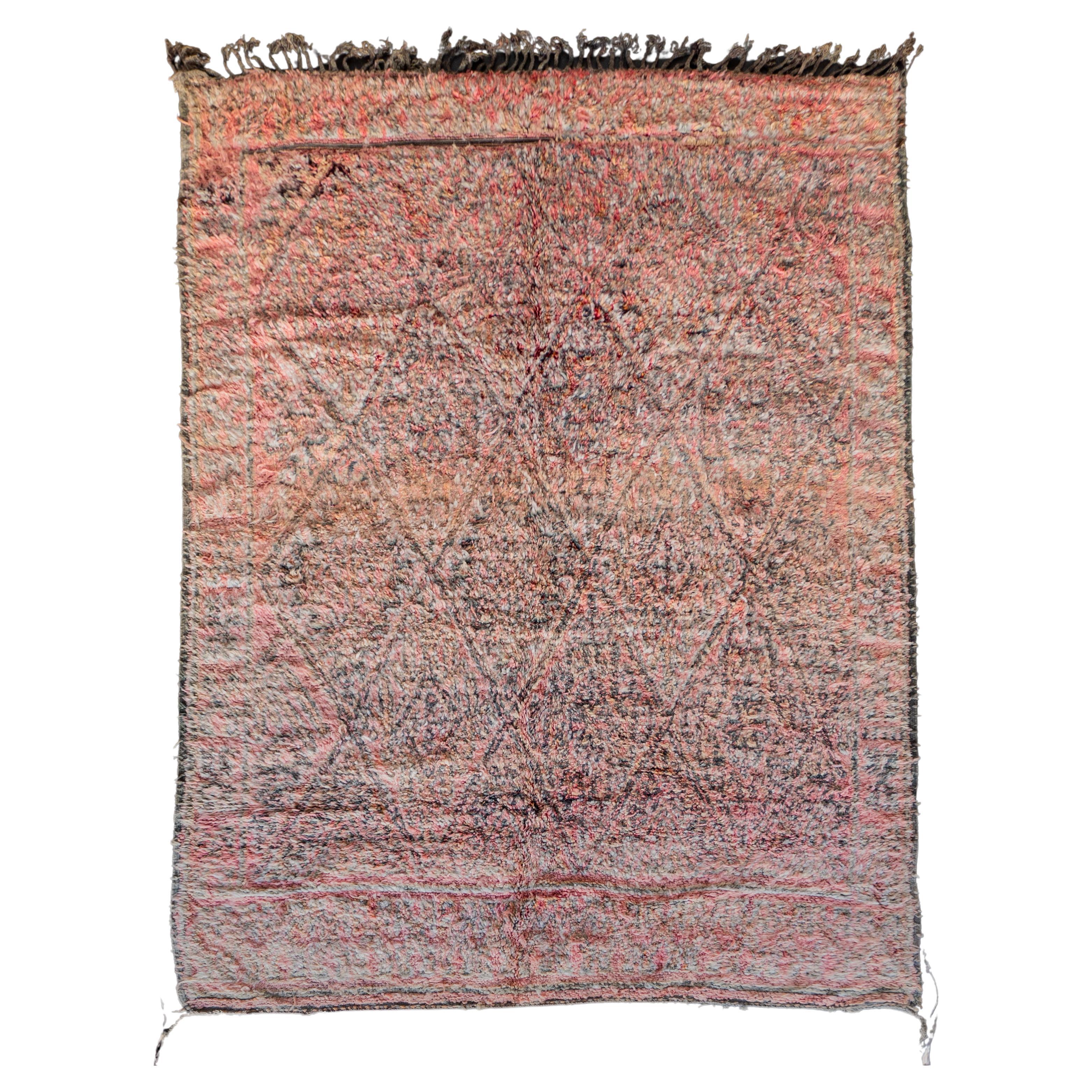 Beigefarbener marokkanischer Berberteppich aus den 70ern  100% Wolle 7.2x10.3 Ft 220x315 Cm