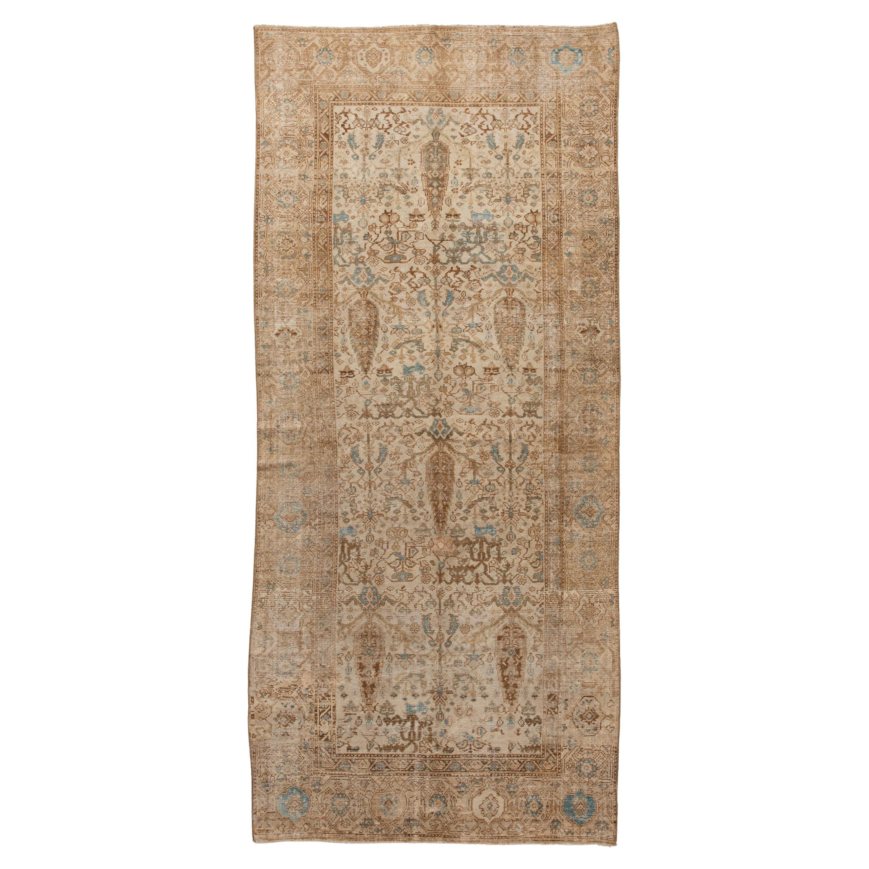 abc carpet Beige Vintage Traditional Wool Runner - 4'9" x 10'1" For Sale