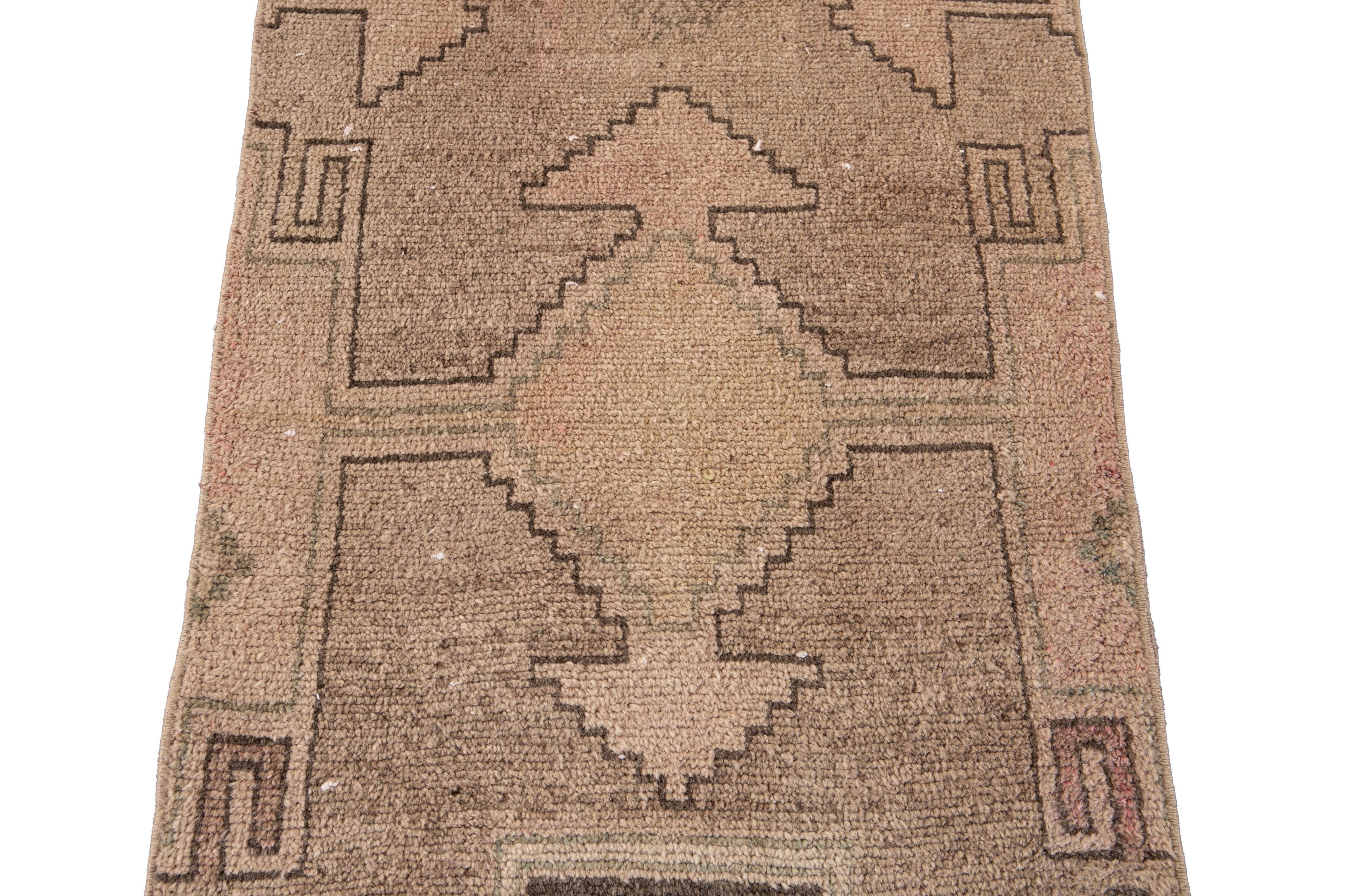 Beige Vintage Turkish Wool Runner 9