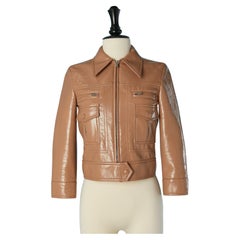 Beige vinyl coated jacket with zip closure Miu-Miu