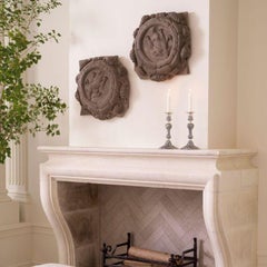 Beige Wall Medallions with Liao-Dynasty Motifs, Set of Two