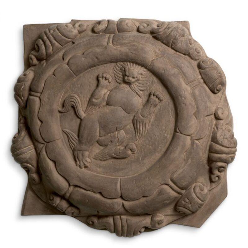 Sculpté à la main Médaillons muraux beiges à motifs de la dynastie Liao, ensemble de deux en vente