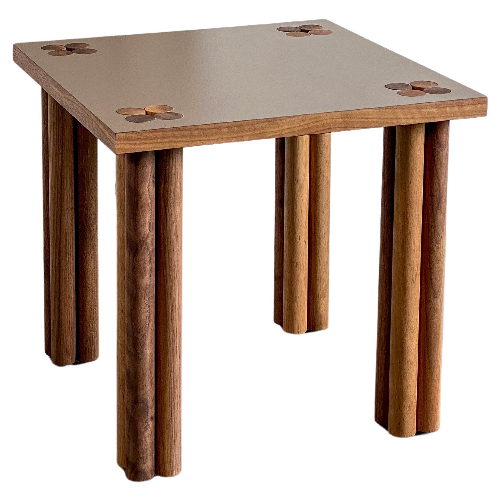 Beige & Walnut Hana Side Table For Sale