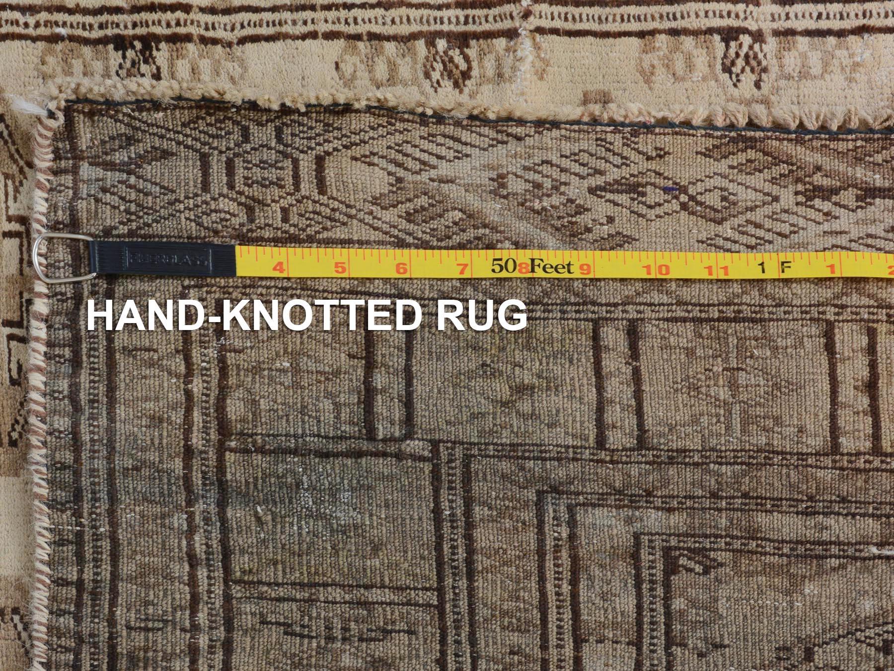 Mid-20th Century Beige Washed Out Turkoman Bokara Worn Down Hand Knotted Oriental Rug