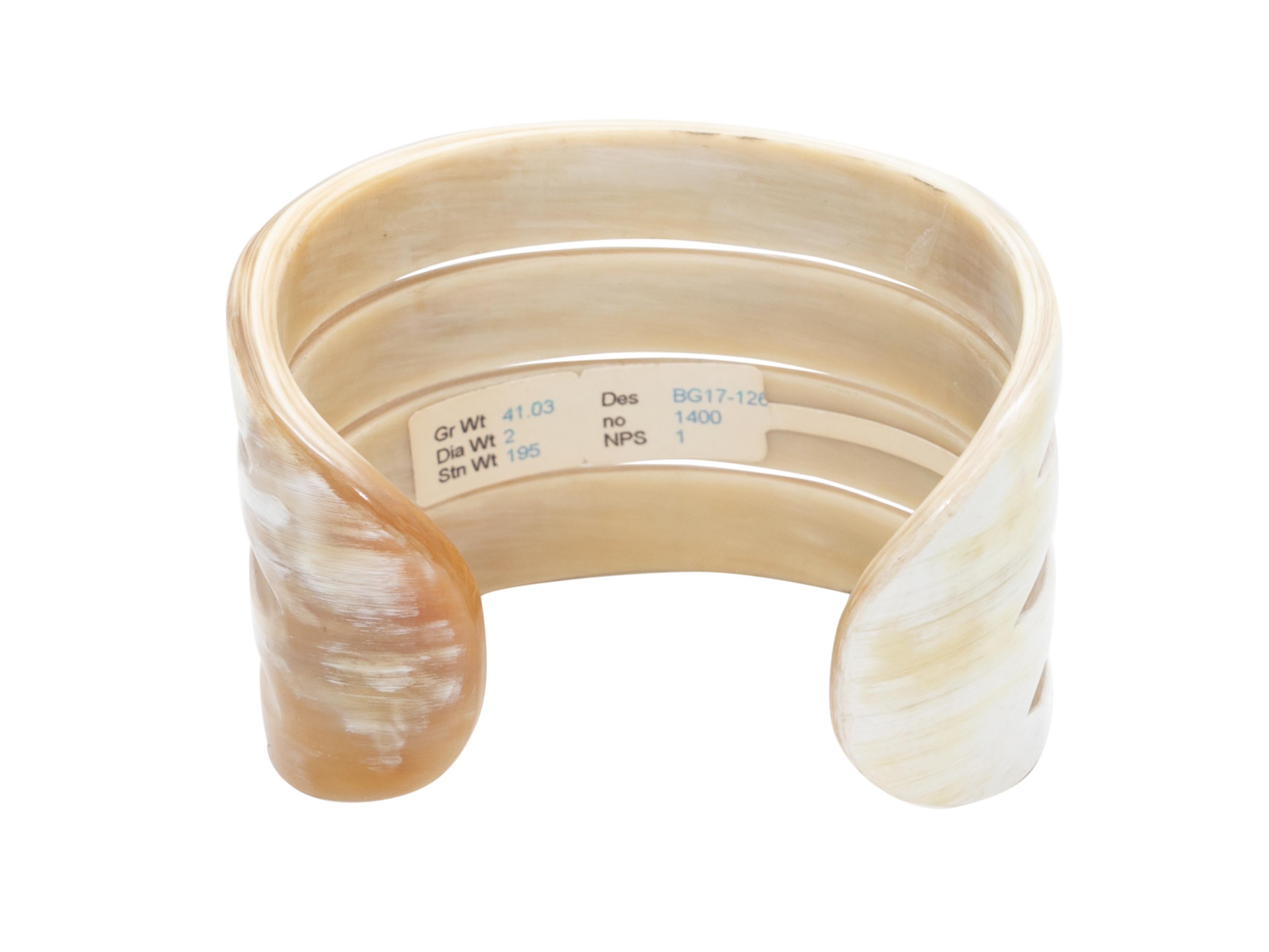 Beige & White Arthur Mader Sliced Diamond & Horn Cuff Bracelet In Good Condition For Sale In New York, NY