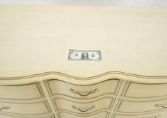 Beige White Gold Blue Trip 9 Drawers Country French 64" Long Dresser c1970s MINT