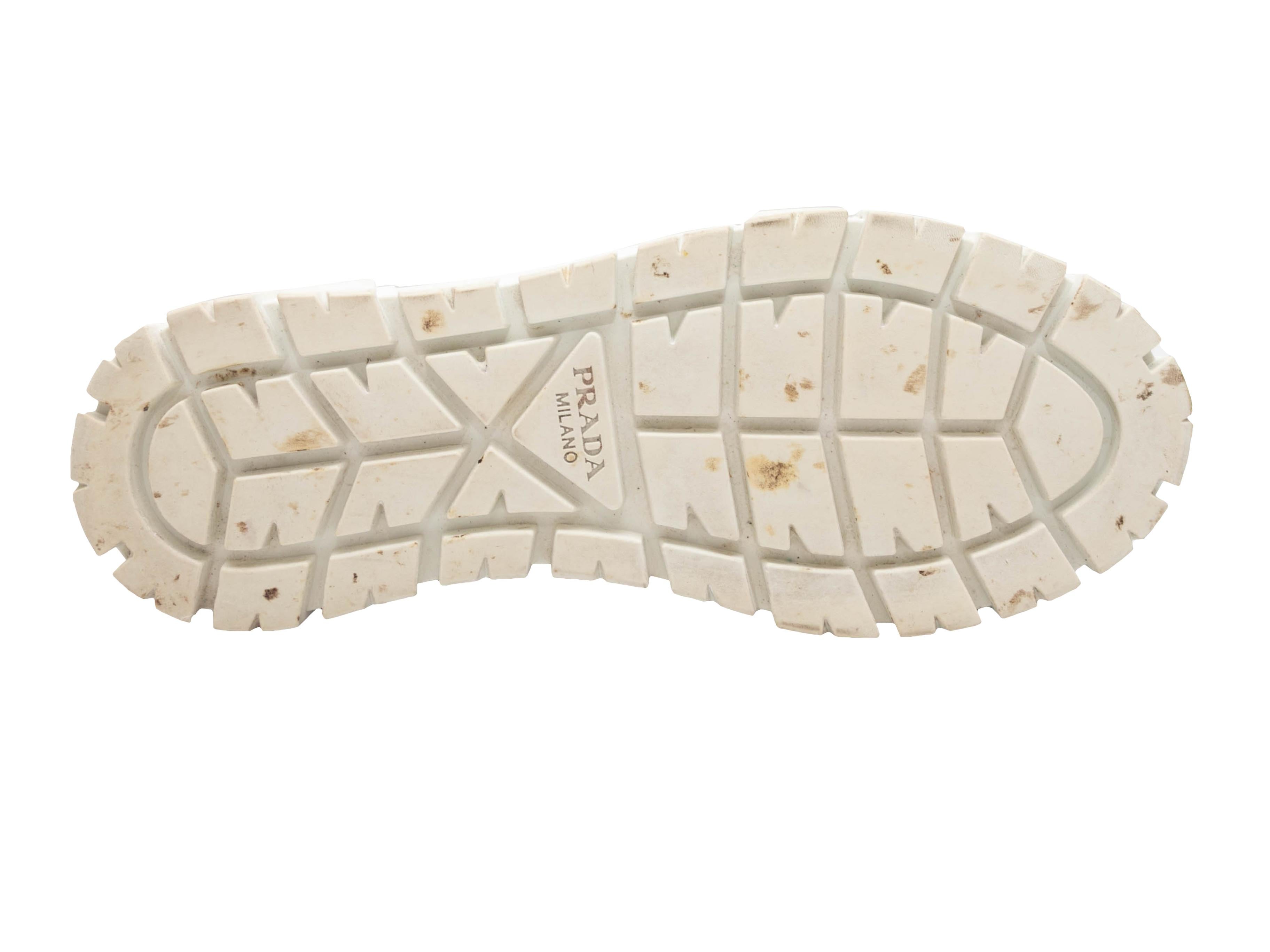 Beige & White Prada Double Wheel Re-Nylon Platform Sneakers Size 38 For Sale 1