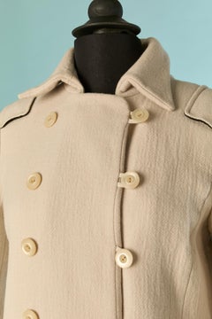 Beige wool and cotton double breasted coat CHLOE