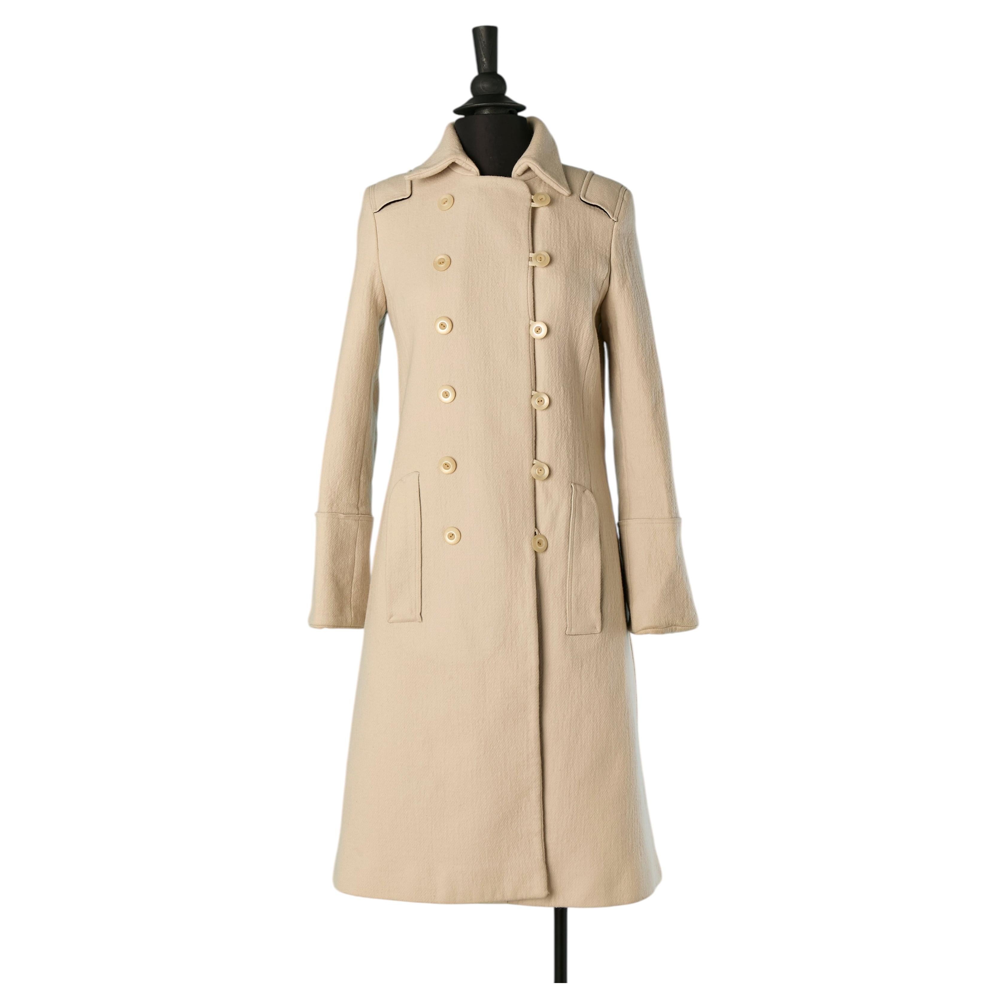 Beige wool and cotton double breasted coat CHLOE