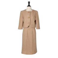 Beige wool "bouclette" skirt-suit Balenciaga Couture (numbered)