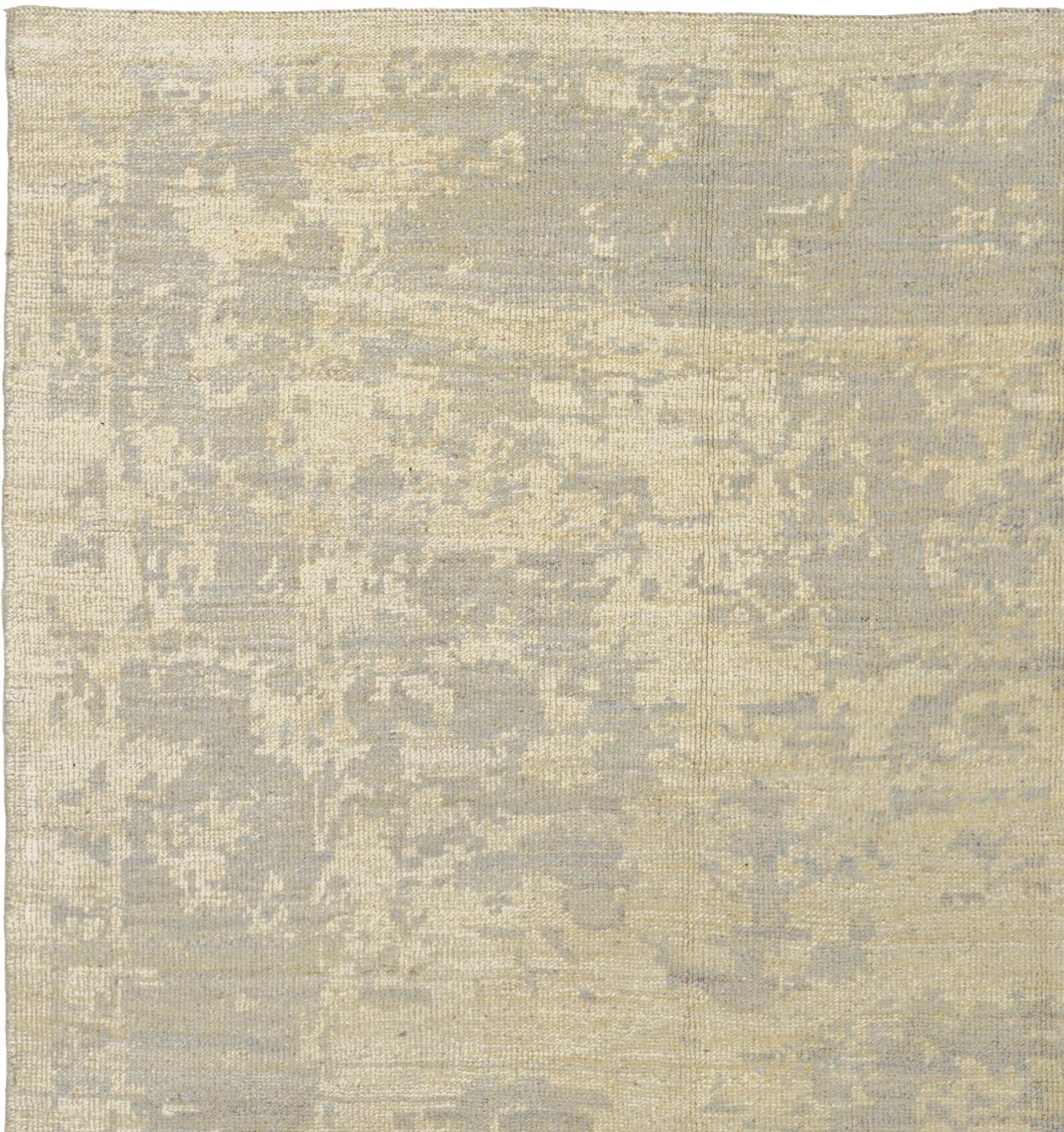 Beige Wolle handgeknüpft Teppich 7 Fuß x 7 Fuß, fast quadratisch, verblasst Garten Dreamscape (Türkisch) im Angebot