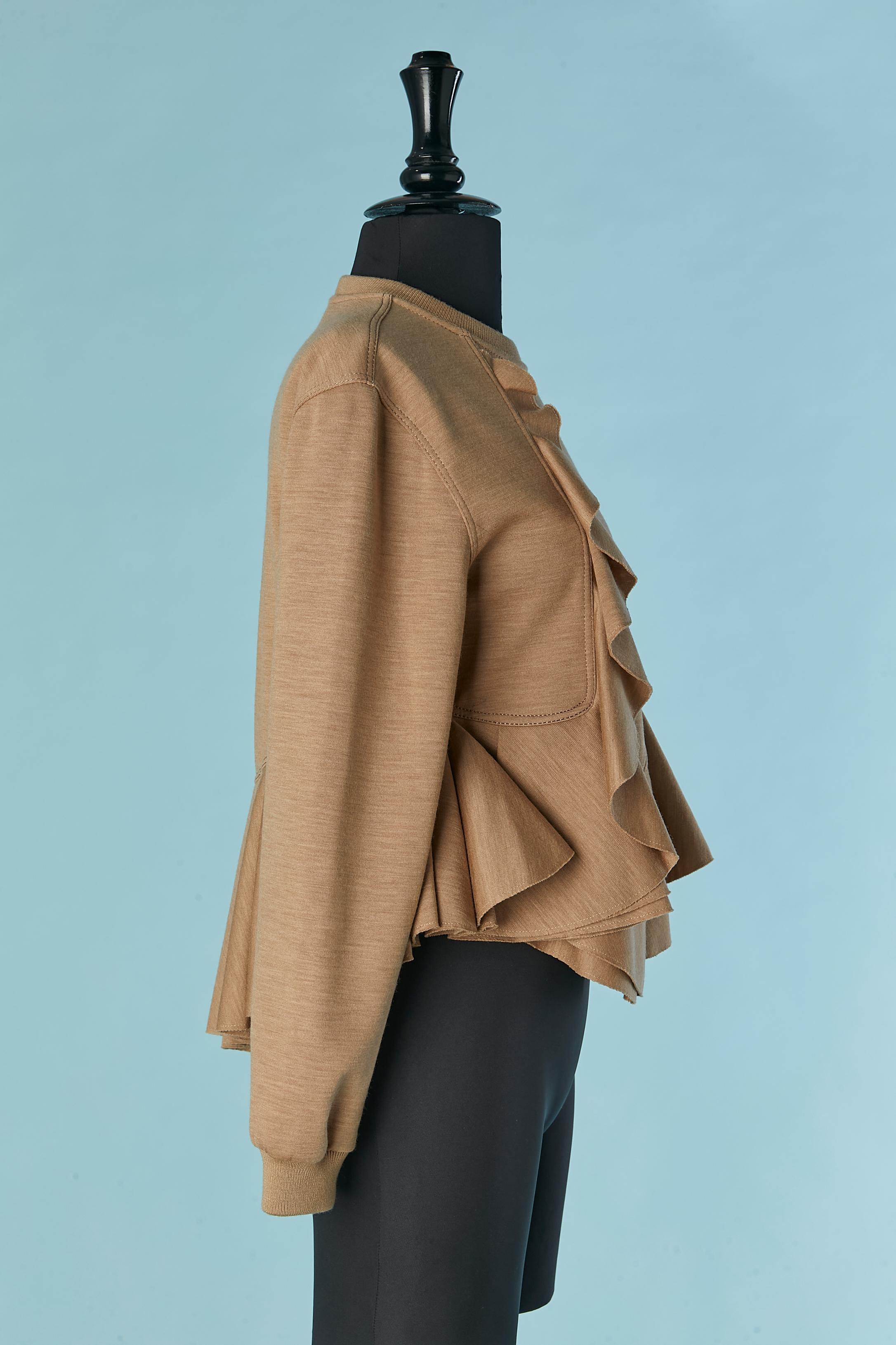 Jersey de punto de lana beige con volantes asimétricos con borde cortado en crudo GIVENCHY en venta 2