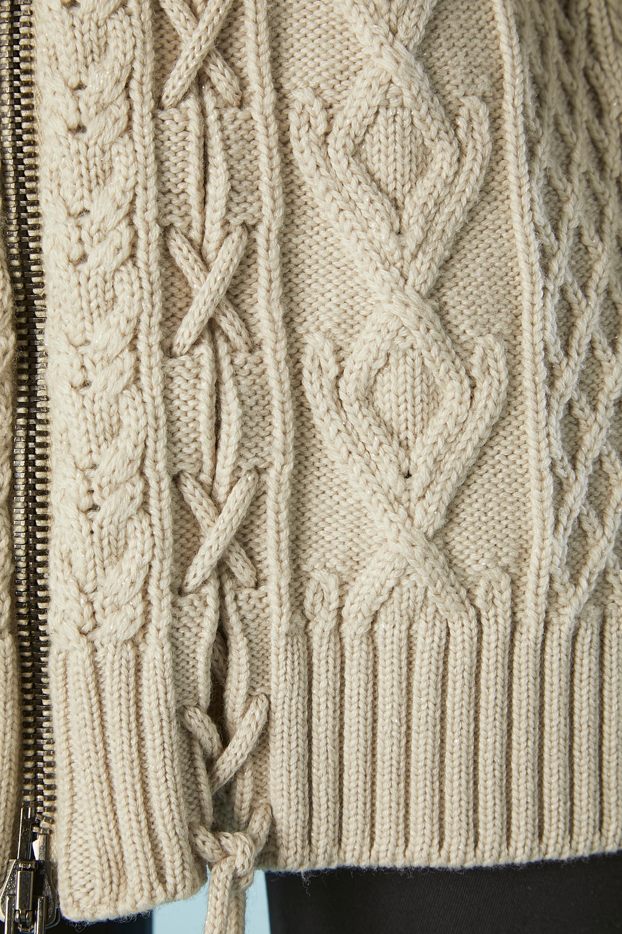 Beige wool knit cardigan with zip Gaultier 2  In Excellent Condition For Sale In Saint-Ouen-Sur-Seine, FR