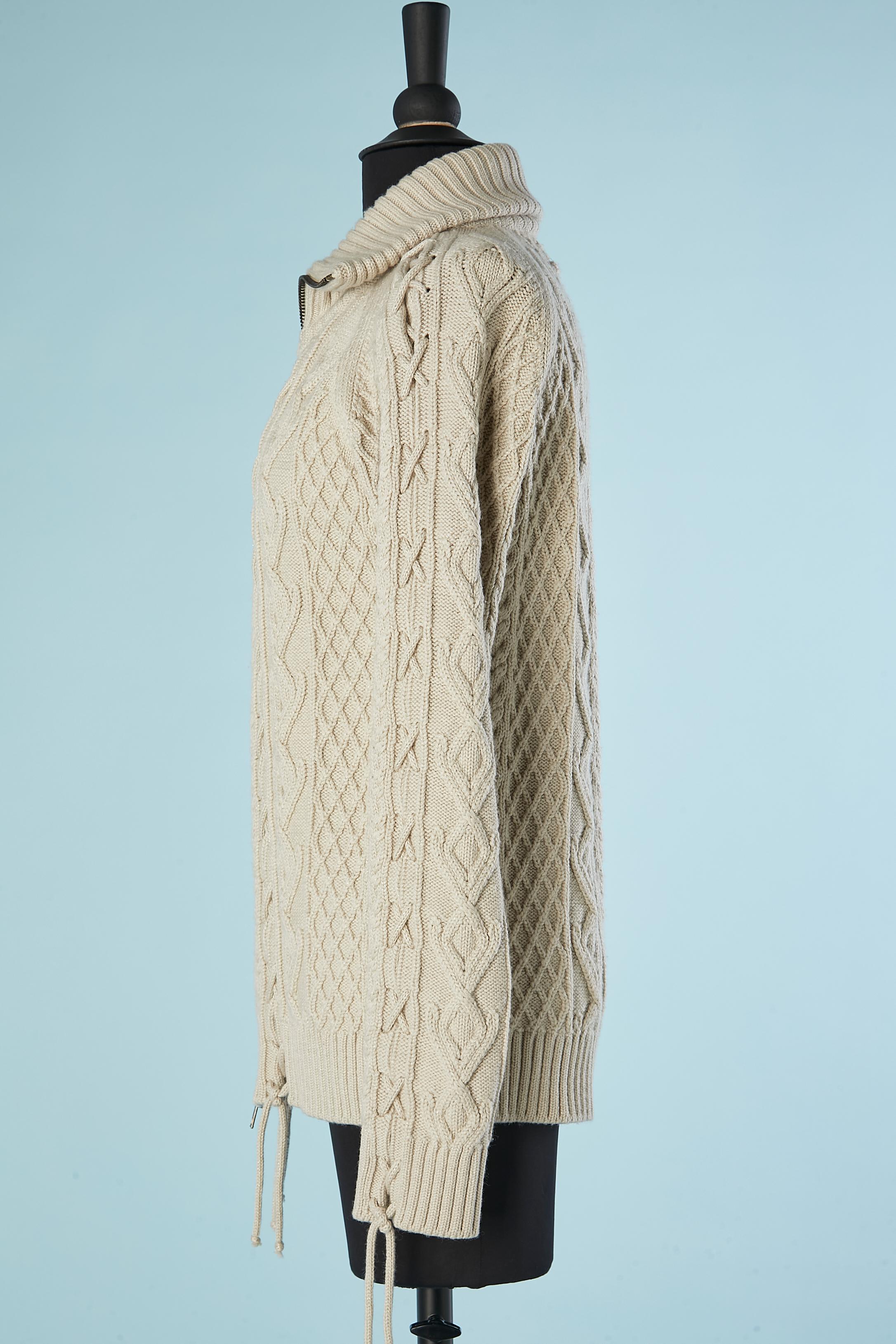 Beige Wollstrick-Strickjacke mit Reißverschluss Gaultier 2  für Damen oder Herren im Angebot