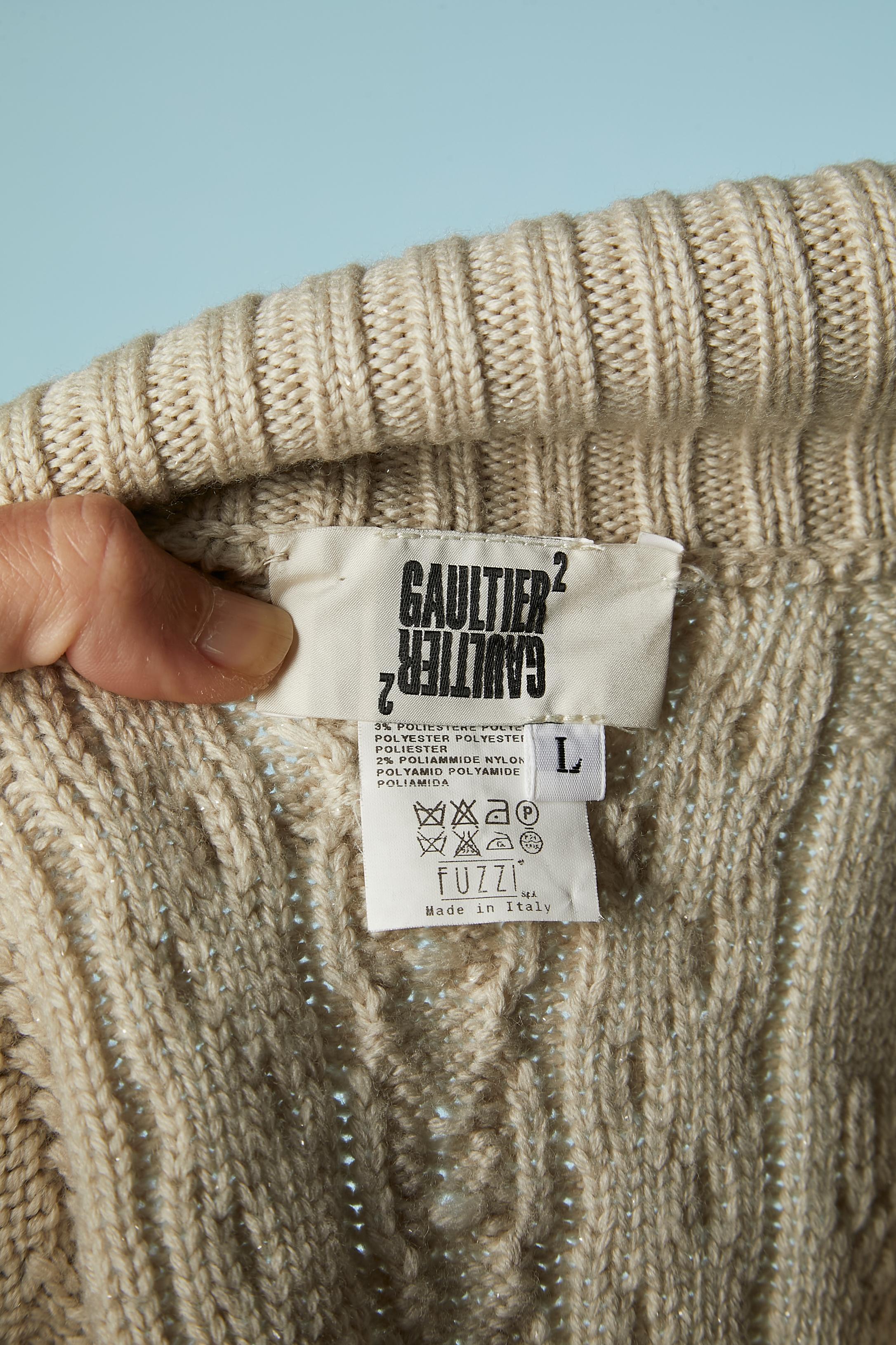 Beige wool knit cardigan with zip Gaultier 2  For Sale 2