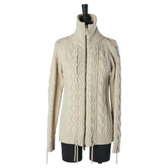 Beige wool knit cardigan with zip Gaultier 2 