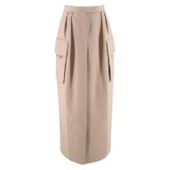 MaxMara Beige Wool Longline Skirt with Pockets - Size S
