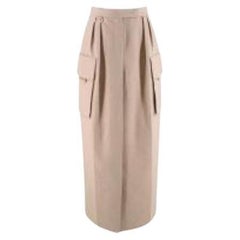 MaxMara Gonna lunga in lana beige con tasche - Taglia S