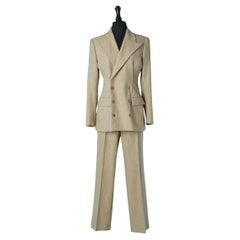 Combinaison-pantalon à pinces en laine beige  Jean Paul Gaultier Classique