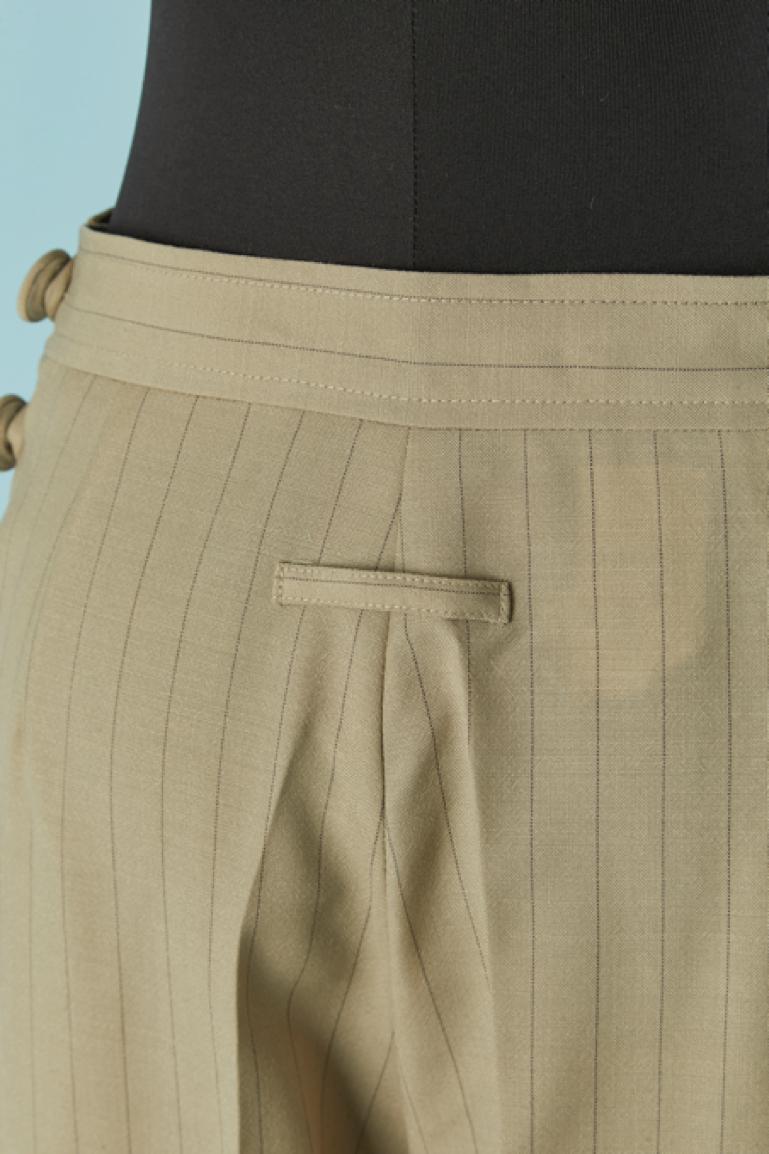 Beige wool pin-striped trouser suit Jean-Paul Gaultier Classique For Sale 8