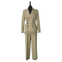 Costume pantalon en laine beige à pinces Jean Paul Gaultier Classique