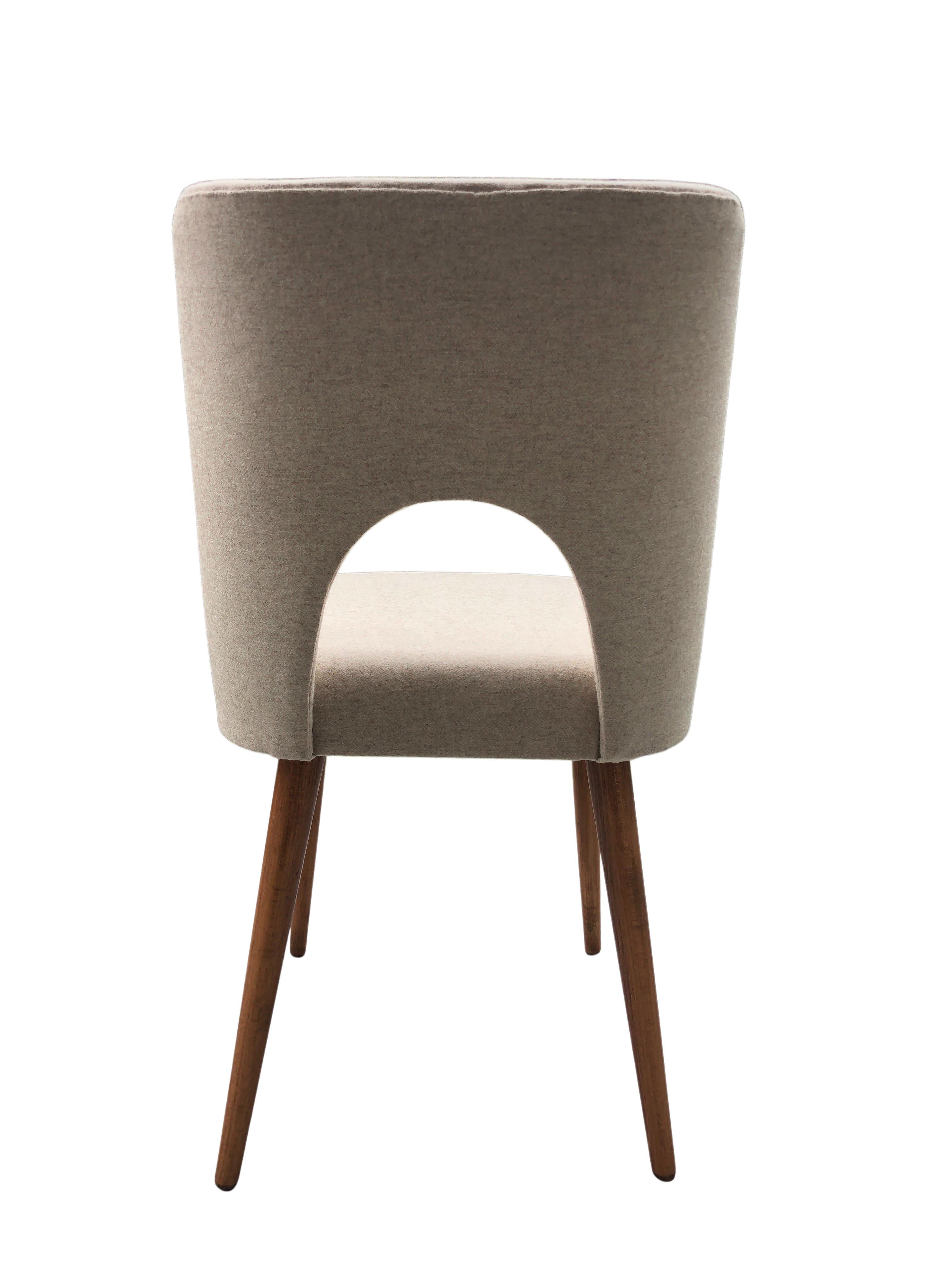 Beige Wool Shell Dining Chair by Lesniewski, 1960s For Sale 2