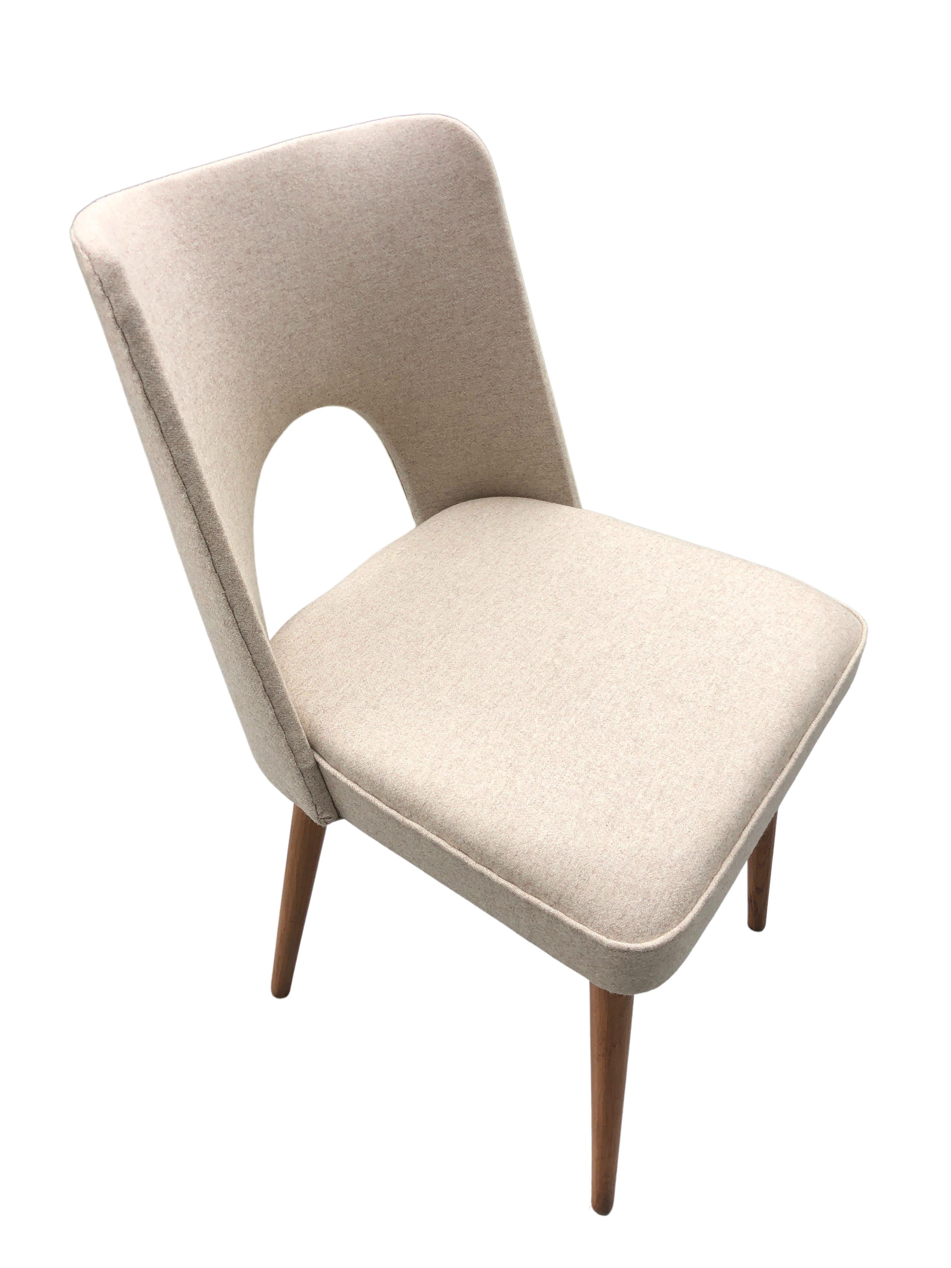 Beige Wool Shell Dining Chair by Lesniewski, 1960s For Sale 3