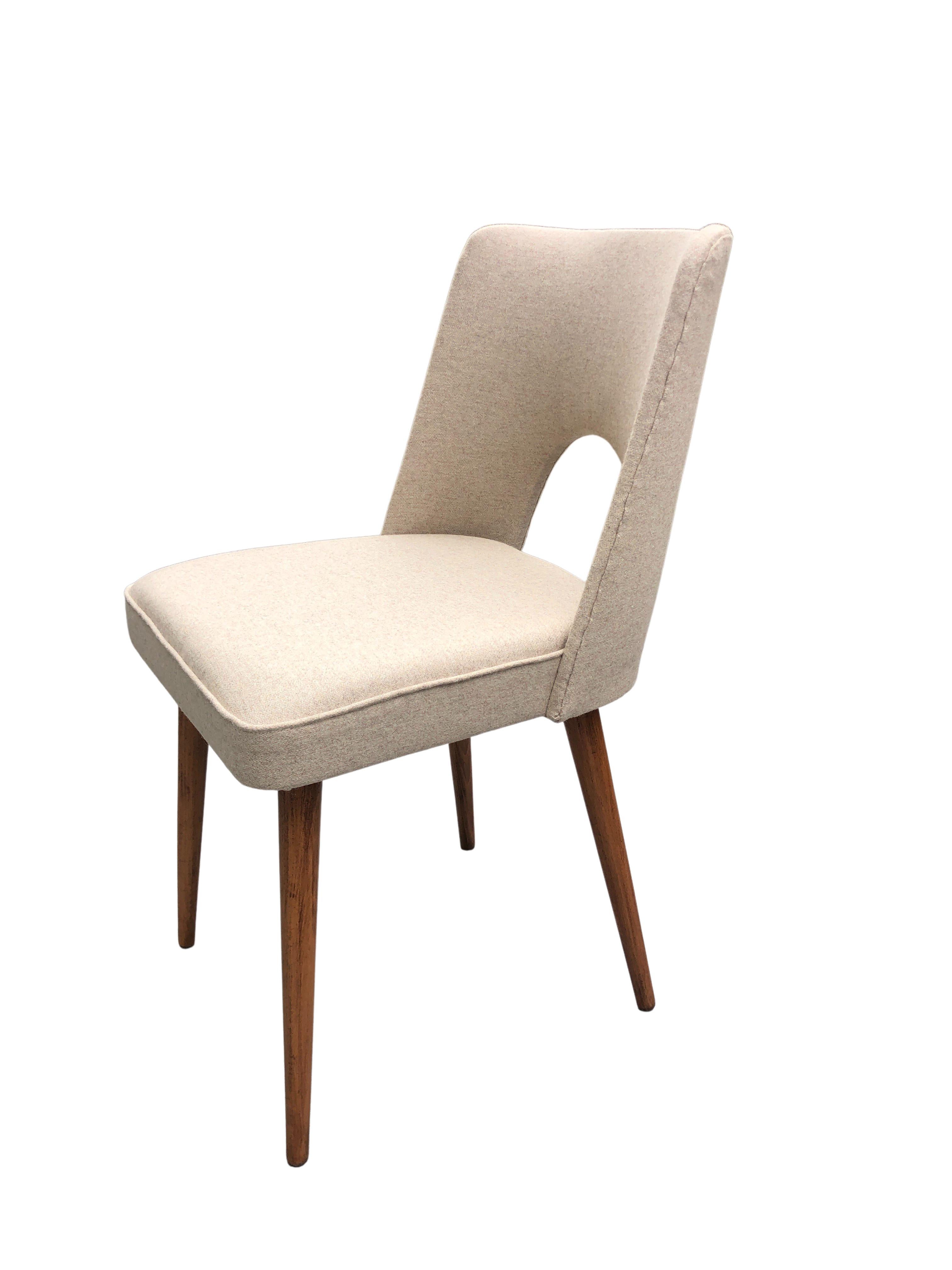 Mid-Century Modern Beige Wool Shell Dining Chair by Lesniewski, 1960s For Sale