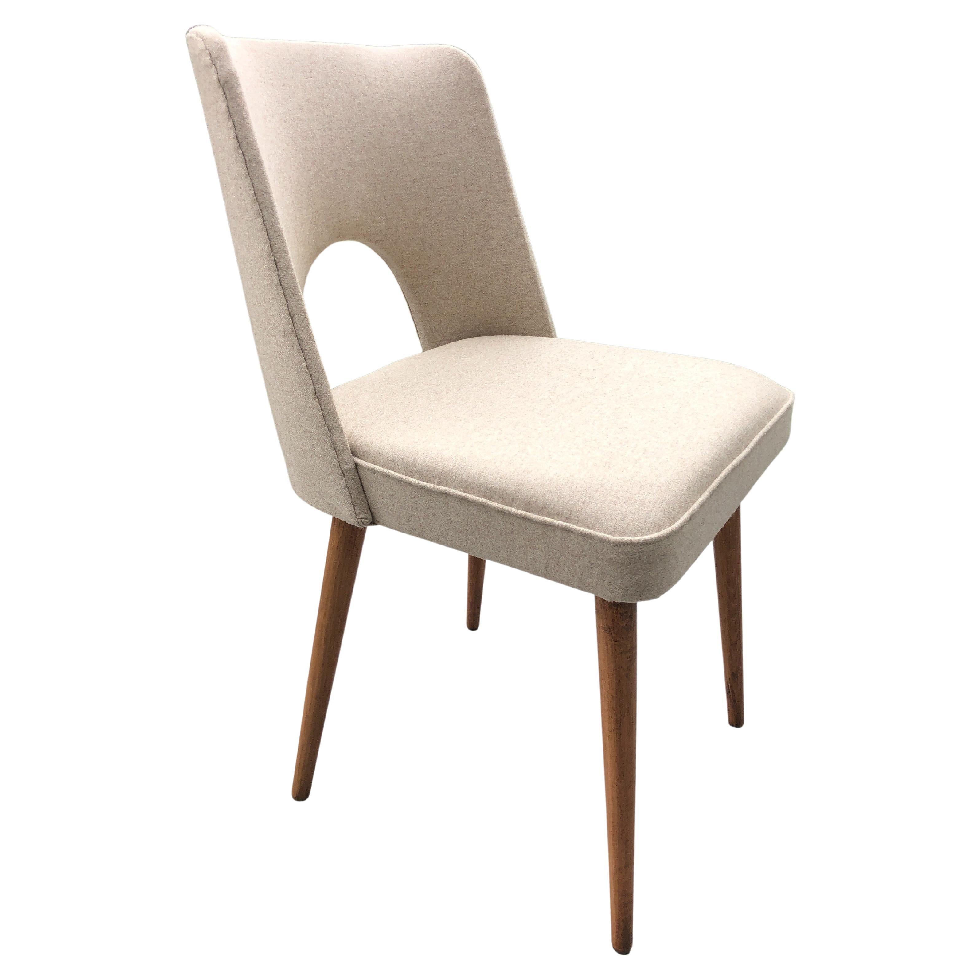 Beige Wool Shell Dining Chair by Lesniewski, 1960s For Sale