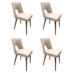 Beige Wool Shell Dining Chairs by Lesniewski, 1960s, Set of 4