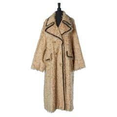 Manteau oversize en laine beige à double boutonnage avec passepoils ETRO