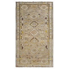 Beige Worn Down Vintage Persian Shiraz Pure Wool Hand Knotted Oriental Rug