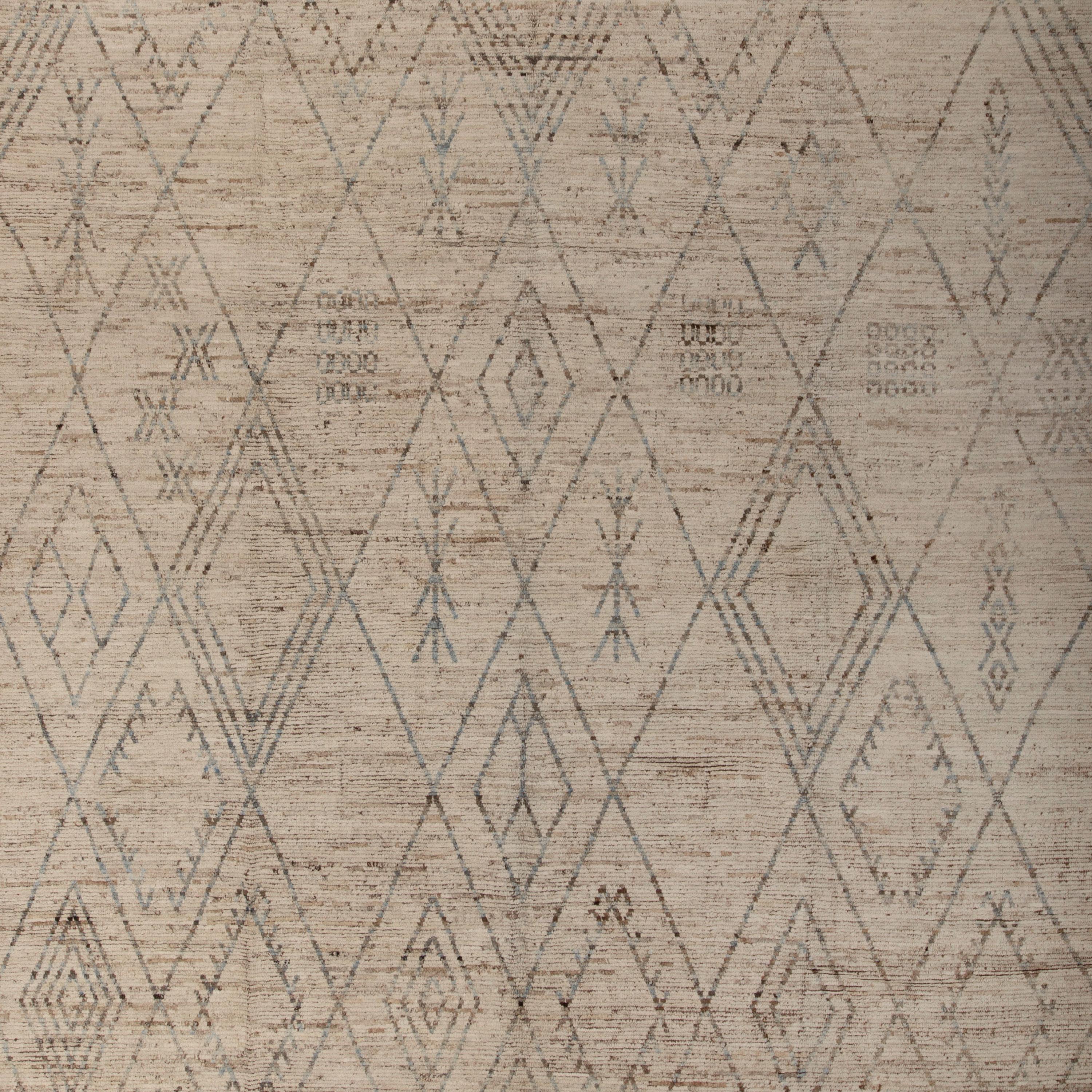 Inspired by the grounding foundations of Earth's natural colors and pure materials, this Beige Zameen Transitional Wool Rug - 10'5