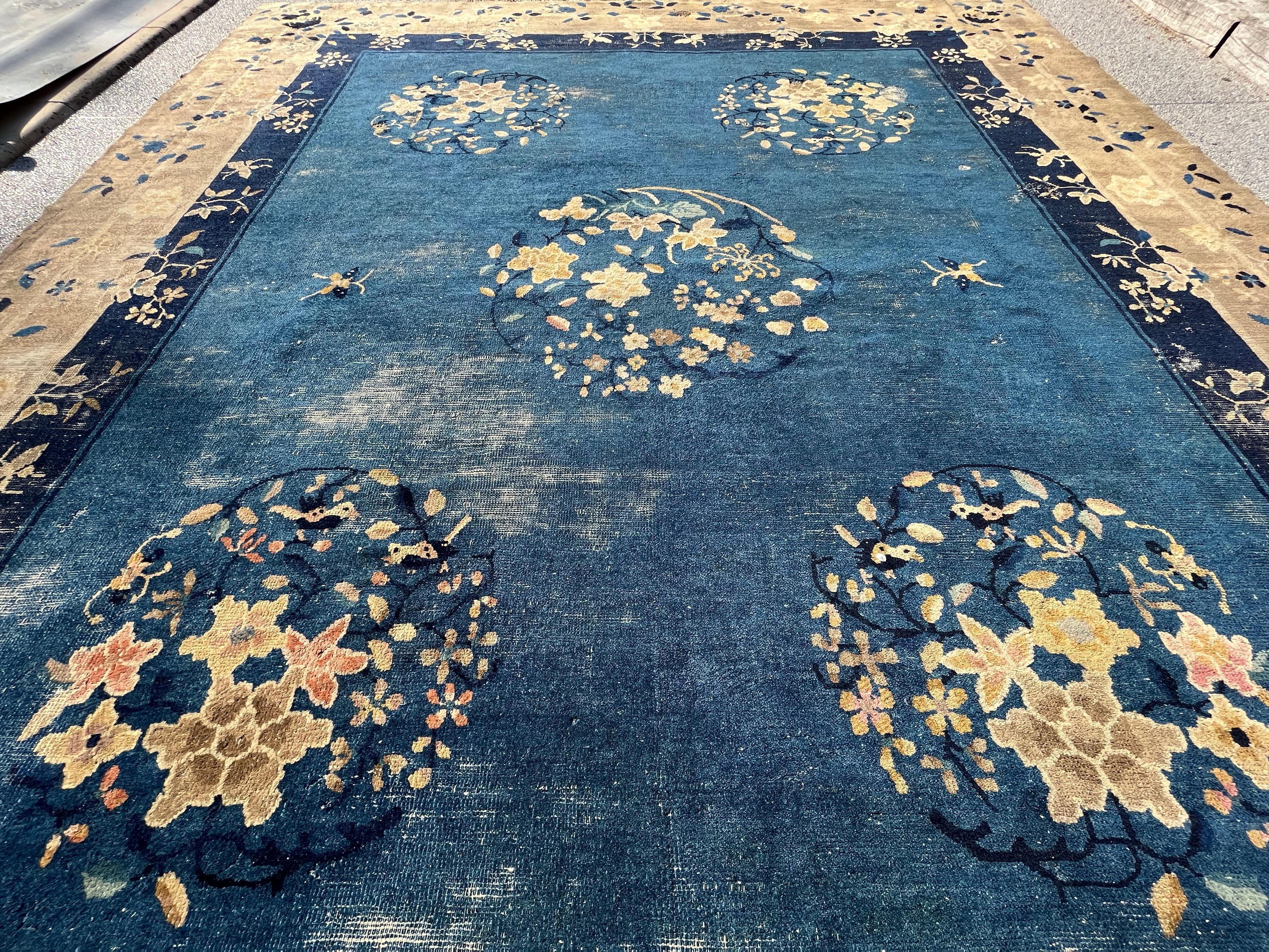 Hand-Woven Beijing Chinese Art Deco Rug Circa 1900 For Sale