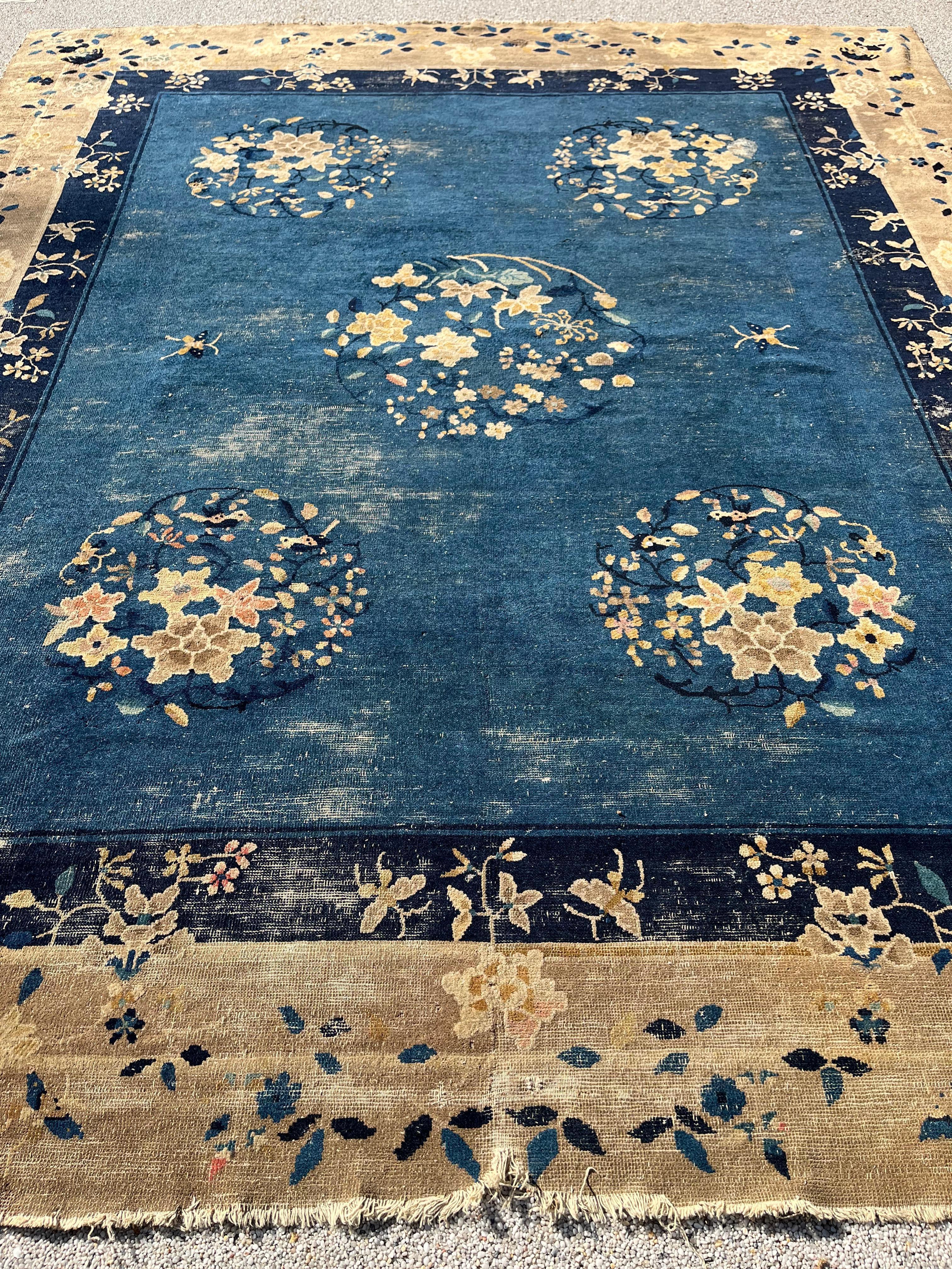 Wool Beijing Chinese Art Deco Rug Circa 1900 For Sale