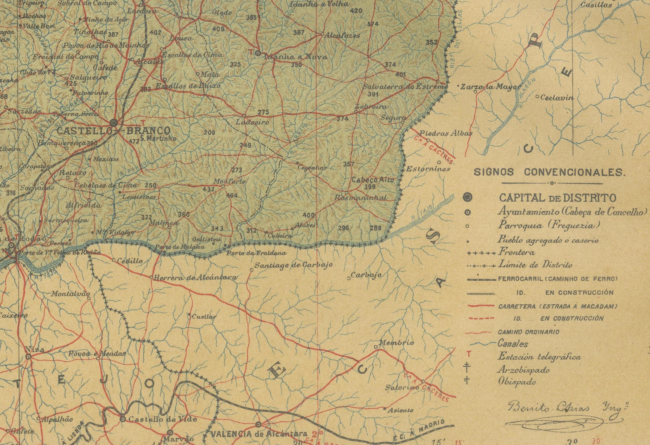 Beira Baixa: A Cartographic Portrait of Portugal's Historic Frontier in 1903 In Good Condition For Sale In Langweer, NL
