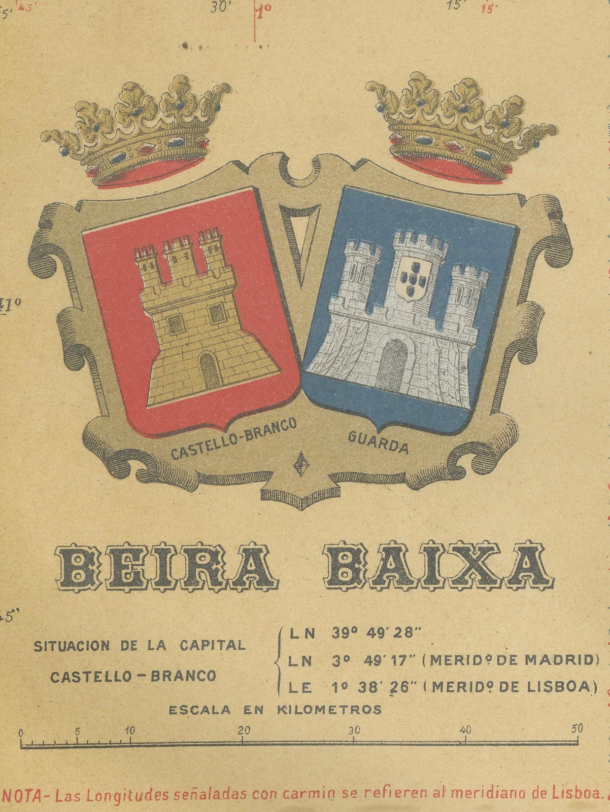 Paper Beira Baixa: A Cartographic Portrait of Portugal's Historic Frontier in 1903 For Sale