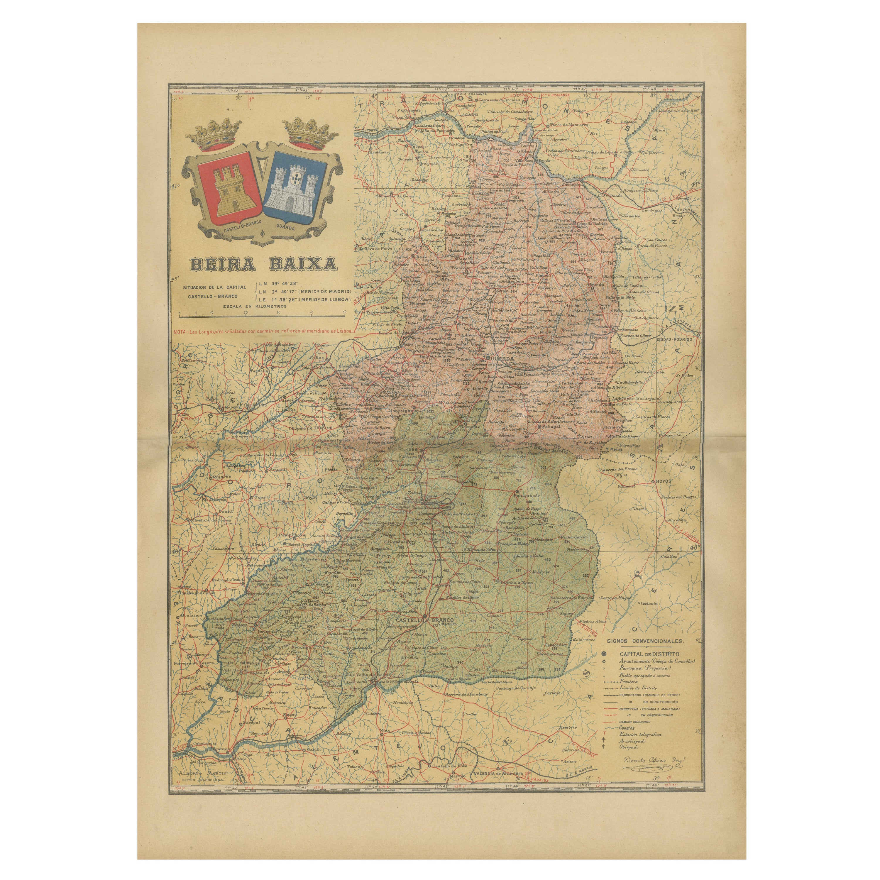 Beira Baixa: Un Retrato Cartográfico de la Frontera Histórica de Portugal en 1903