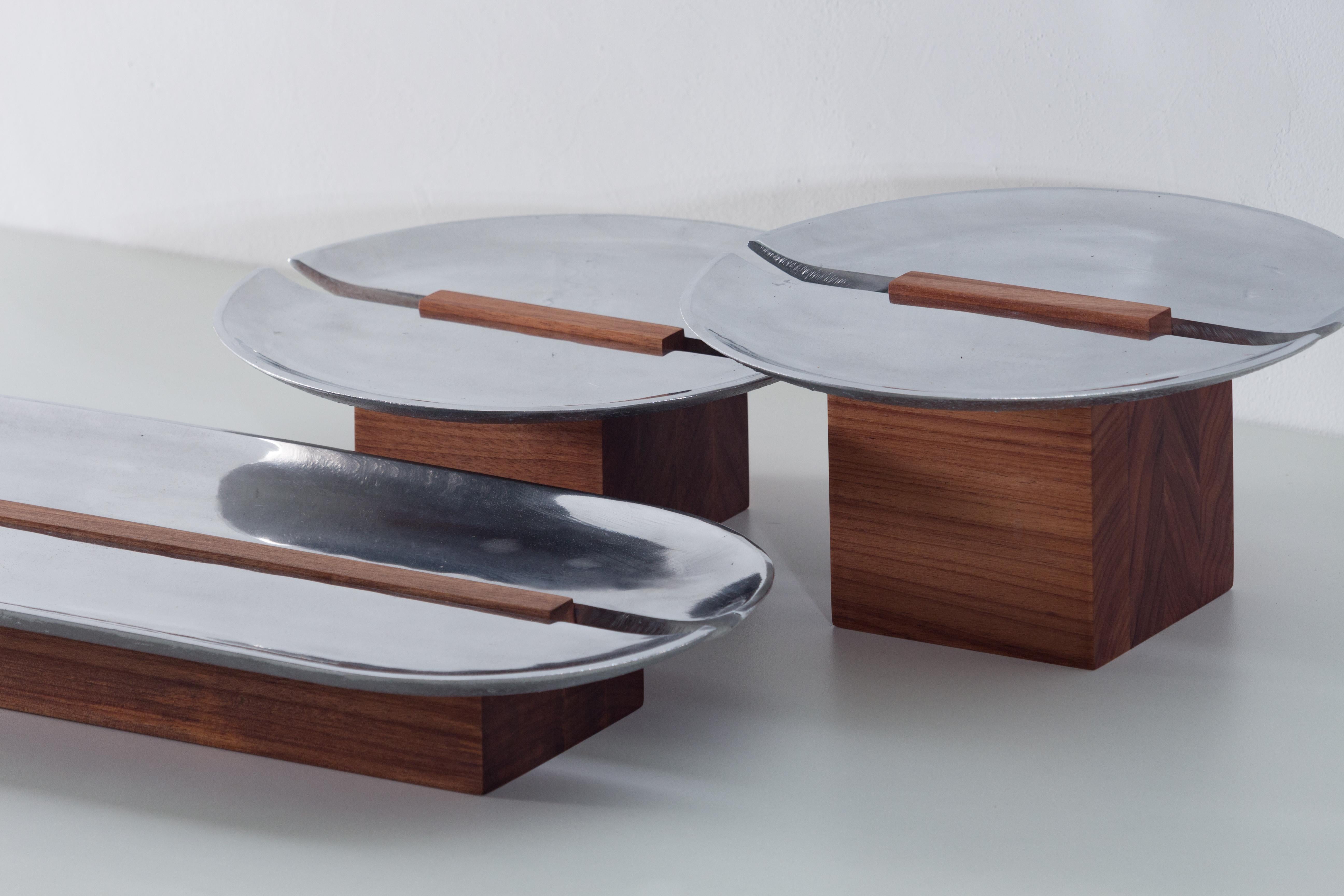 Wood Beira Centerpieces (Set of 3) in cast aluminum by Estúdio Dentro For Sale