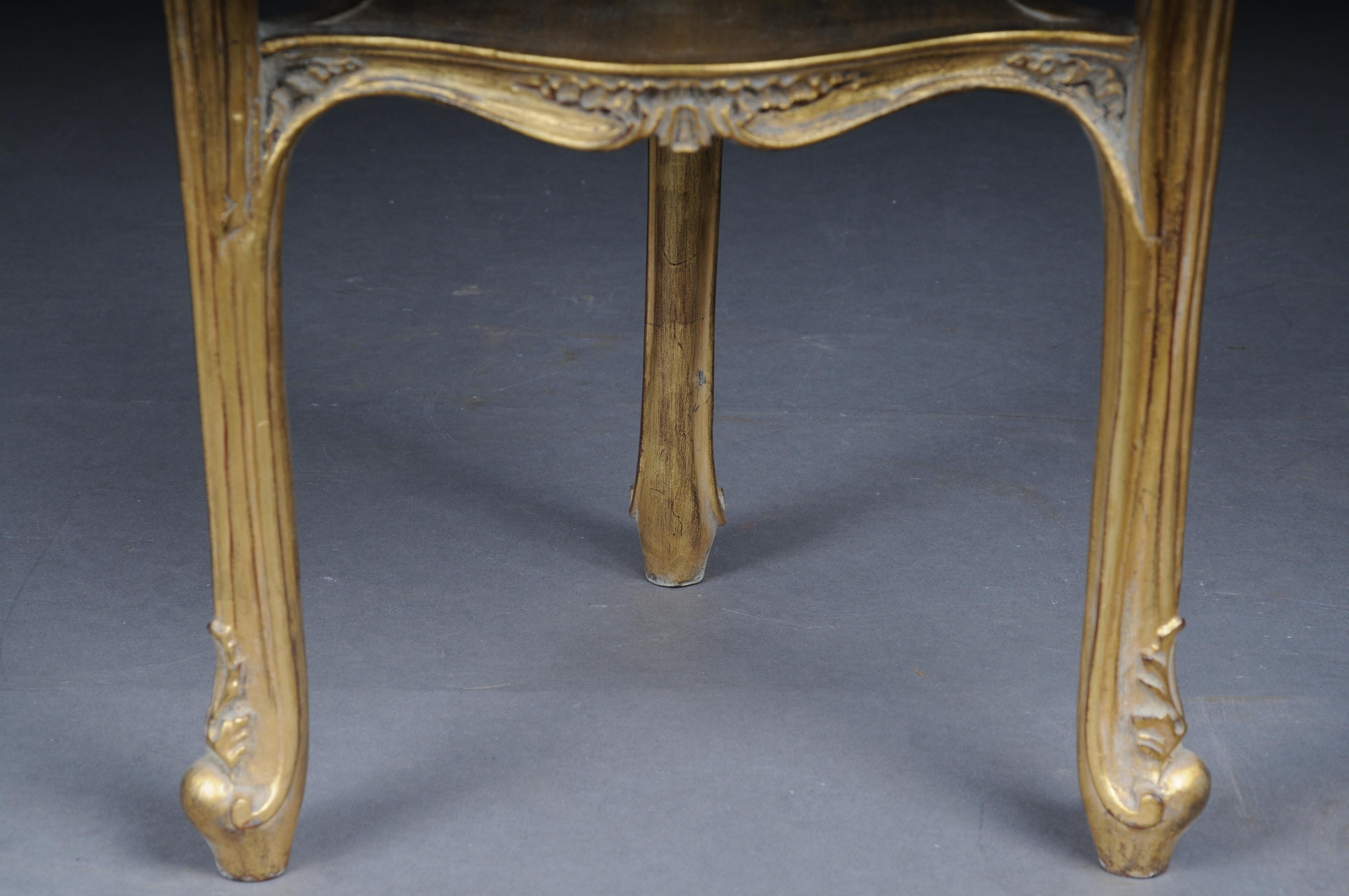 Hand-Carved Finely carved gold side table with marble top, Louis XV For Sale