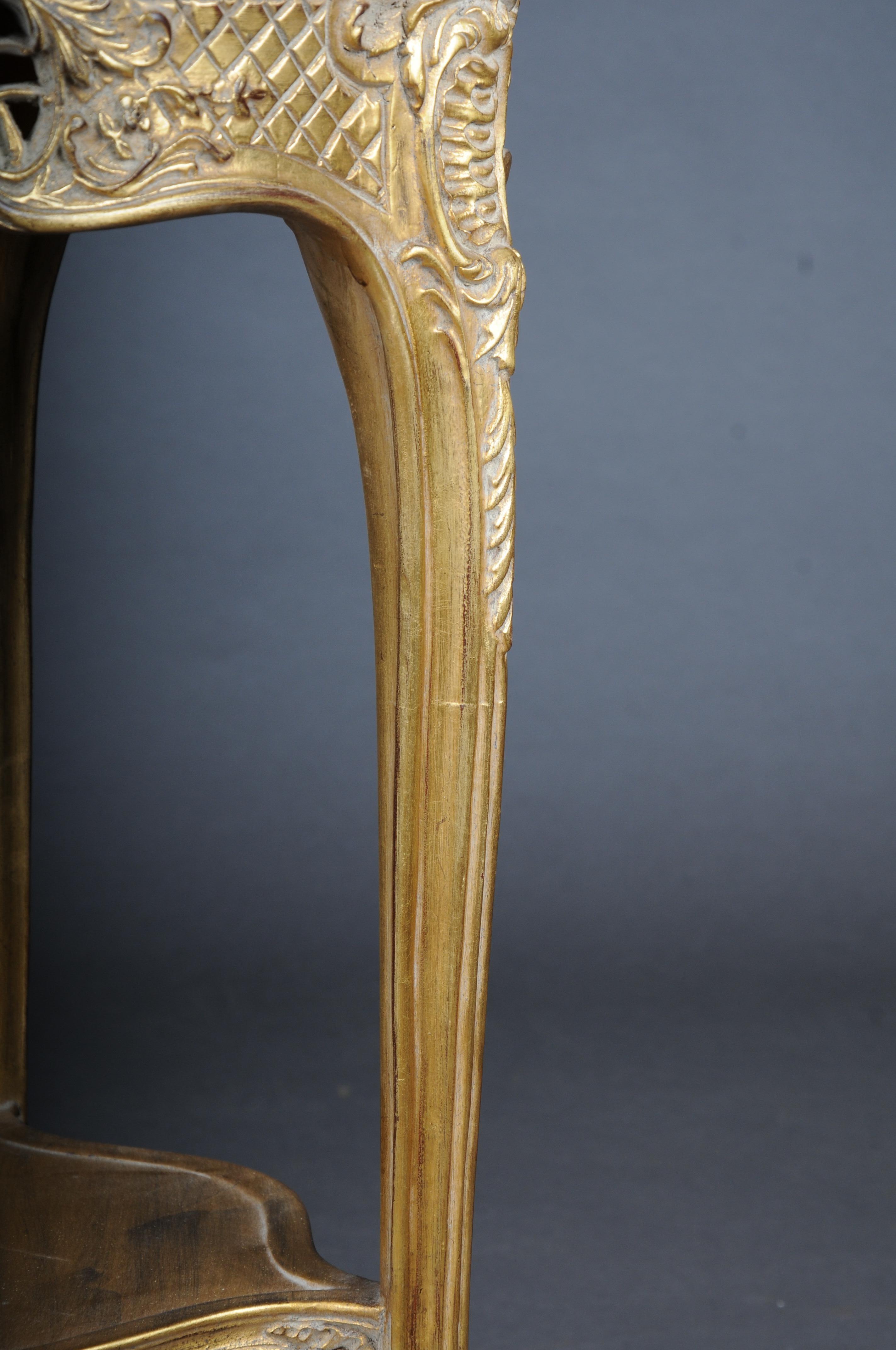 20th Century Finely carved gold side table with marble top, Louis XV For Sale