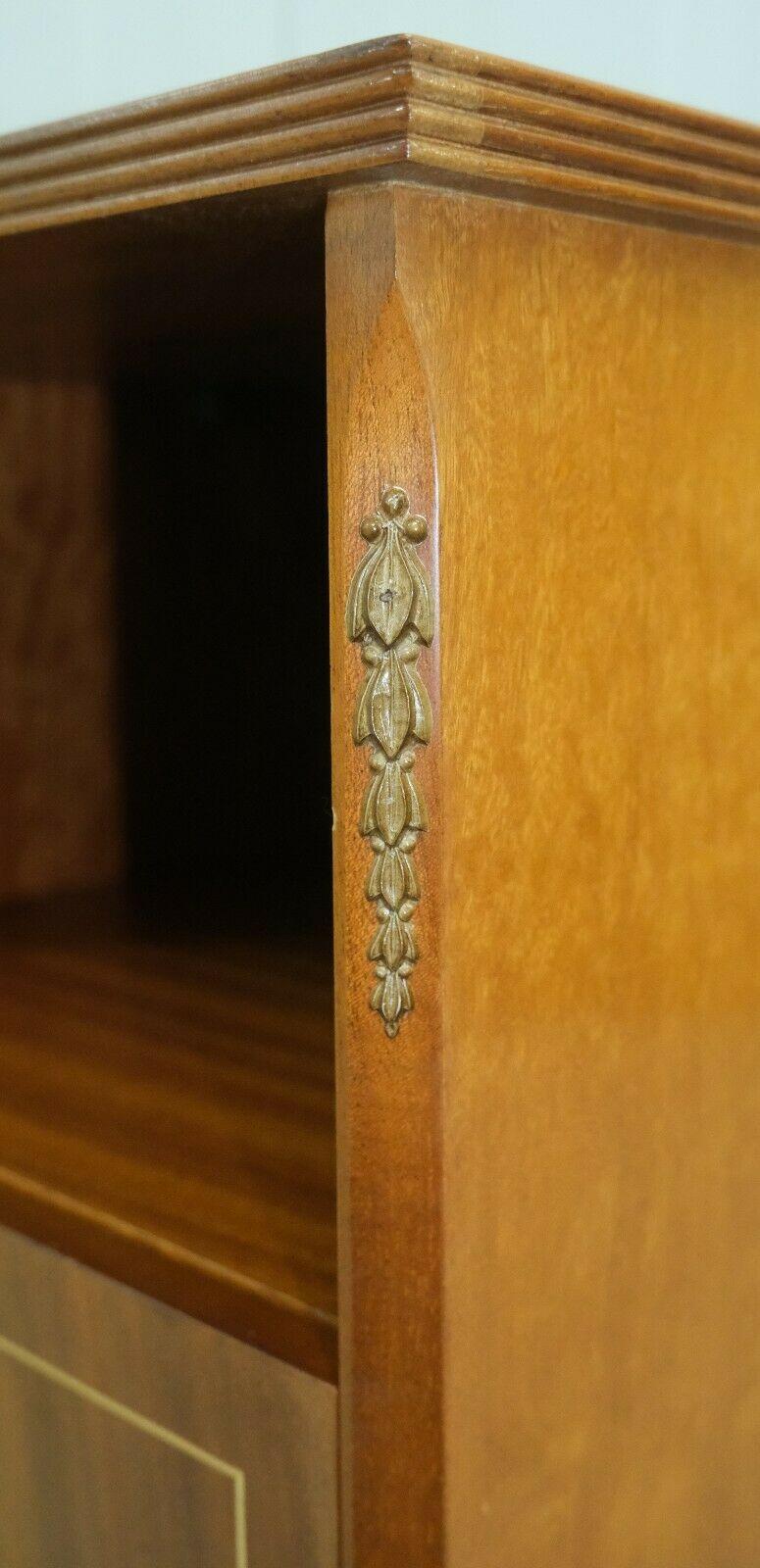 20th Century Beithcraft Ltd Scotland Hardwood Bedside Cabinet Flame Figure Open Bookshelf