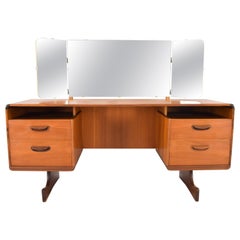 Beithcraft Mid-Century Modern Teak Triptych Mirror Dressing Table or Desk, 1960